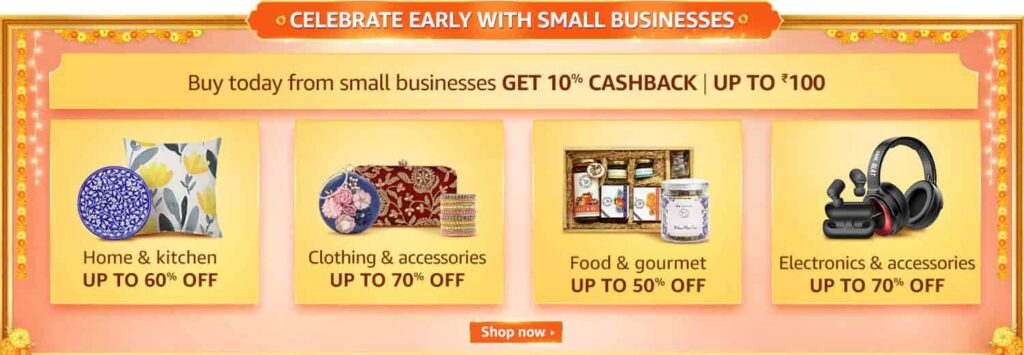 Celebrate Early with Small Business - Amazon Great Indian Festival Sale 2020