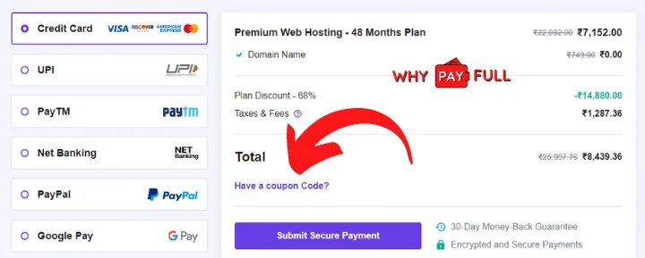 Hostinger Black Friday Sale - Paymnet Page