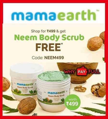 Free MamaEarth Neem Body Scrub - Min Shopping ₹499