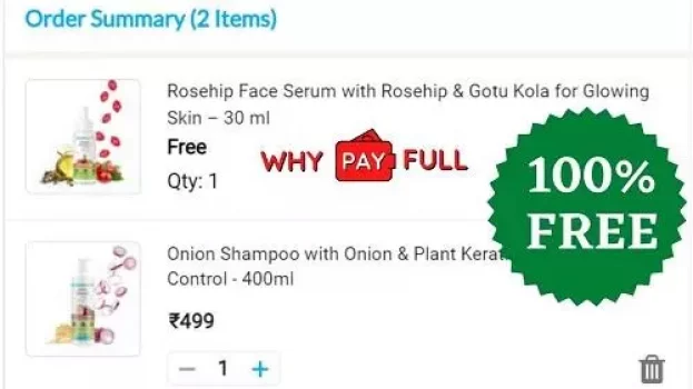 MamaEarth Coupon - Free Rosehip Face Serum Min Purchase Rs.499
