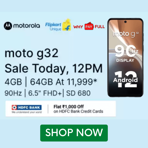 Flipkart Unique: Moto G32 Launched - Flat Rs.1000 Of HDFC Cards
