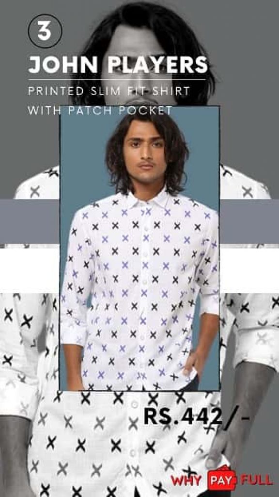 JOHN PLAYERS Printed Slim Fit Shirt with Patch Pocket