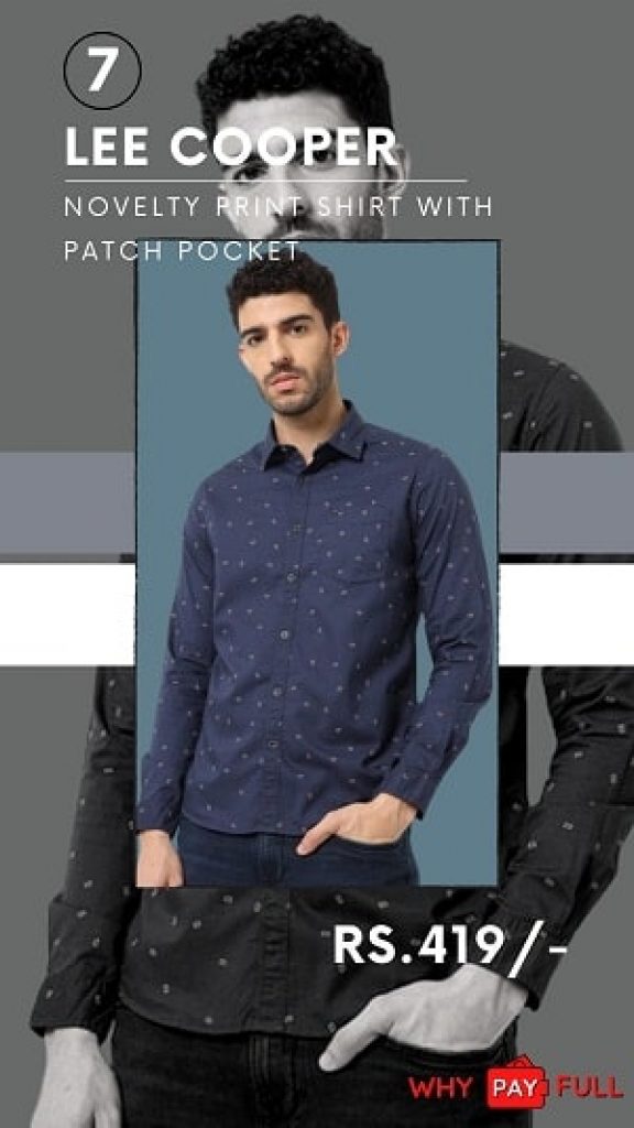 LEE COOPER Novelty Print Shirt with Patch Pocket