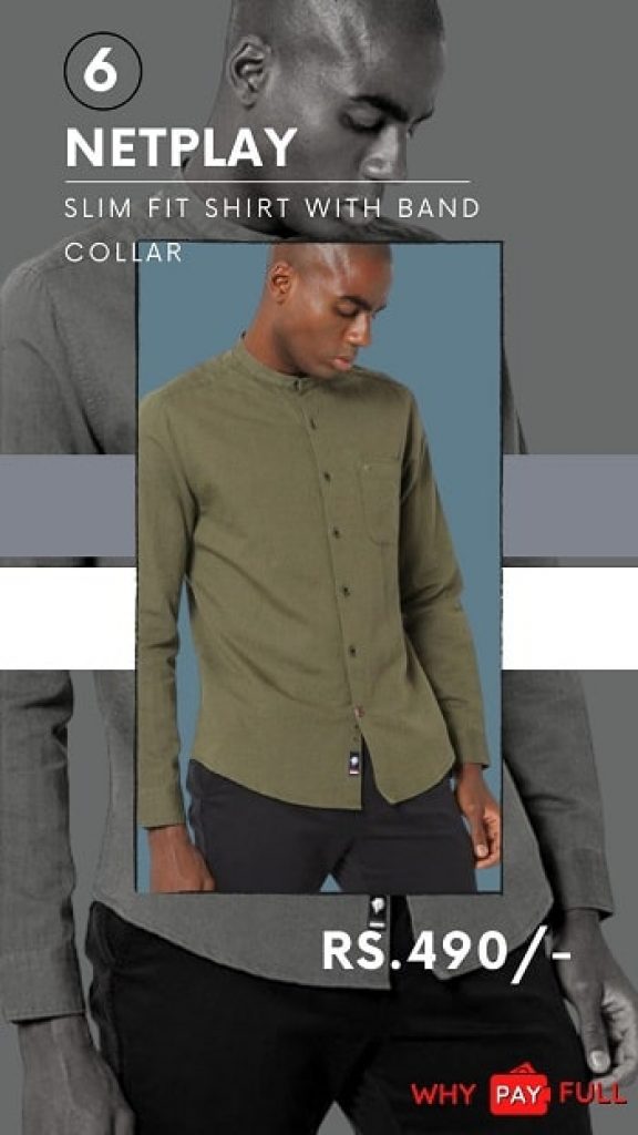 NETPLAY Slim Fit Shirt with Band Collar