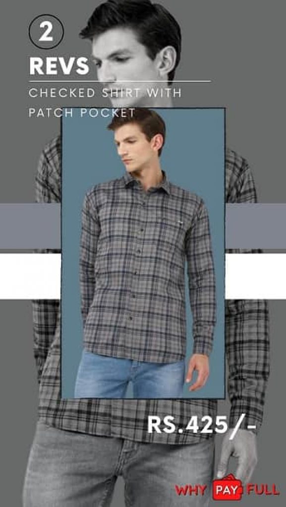 REVS Micro Checked Shirt with Patch Pocket - Mens Shirts Under Rs.500