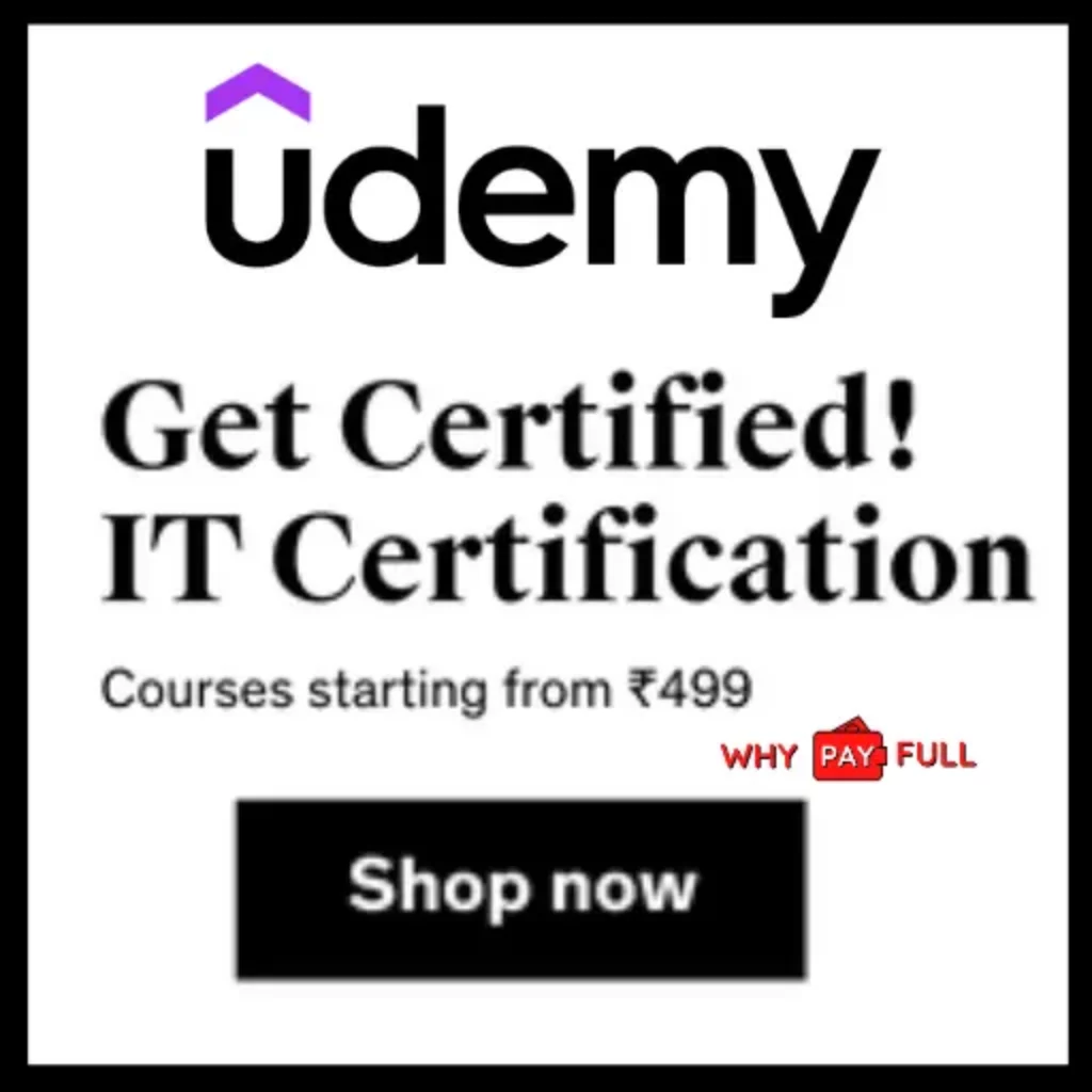 Udemy Coupons IT Certification Courses 81% Off - ₹499