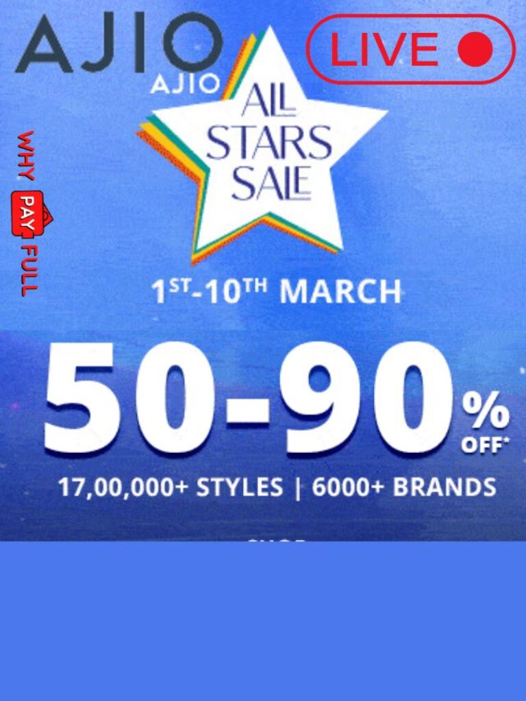 Ajio All Stars Sale 2024 – 50% Off – 90% Off on Premium Clothing