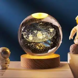 Crystal Ball Night Light, 2.4 cm Glass Ball LED Lamp with Wooden Base, Decorations Gifts