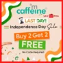 Unbelievable mCaffeine Independence Day Sale 2023: Buy 2 Get 2 Free + 5% Prepaid Discount + 20% Cashback + Free Shipping!
